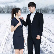 緞面衣領(lǐng)深藍(lán)修身職業(yè)套裝FX08