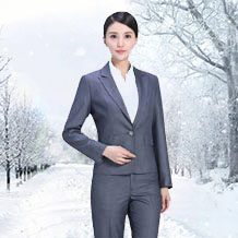 灰色平駁頭西服職業(yè)套裝FX24