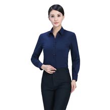 藏青翻領(lǐng)滌棉長(zhǎng)袖襯衫ZL003